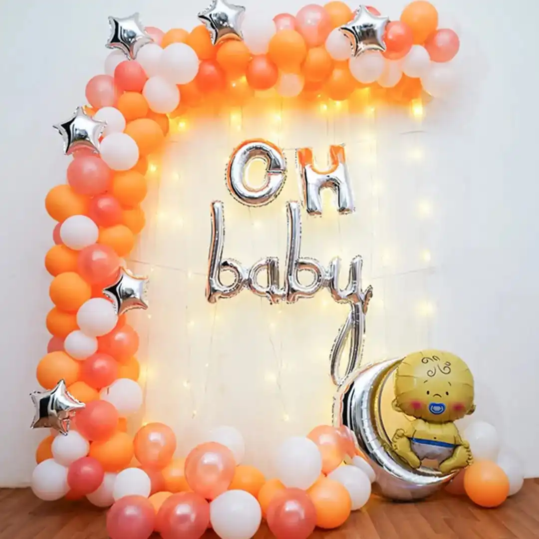 Peach and Rose Gold Oh Baby Decor